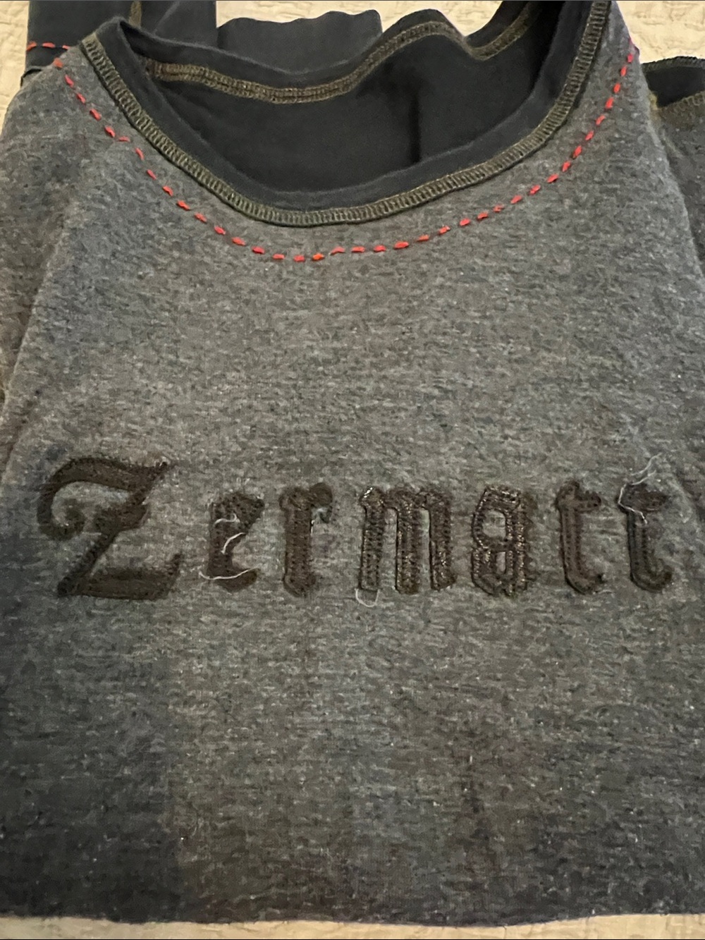 Alp N Rock Charcoal Gray Zermatt Long Sleeve Tee with Red Swiss Patch - Picture 5 of 6